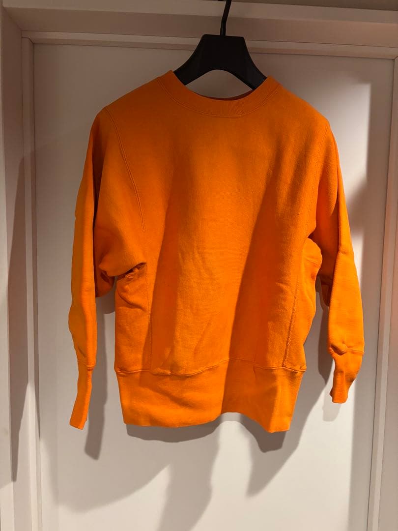 70s 単色　チャンピオン　リバースウィーブ　オレンジ　small 目無し Champion - 70s 単色タグ Champion リバースウィーブ 目無し パーカー