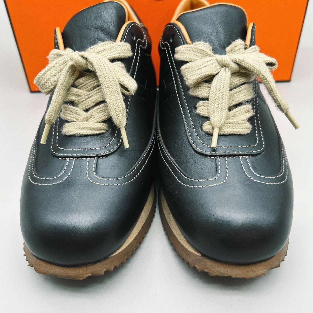 エルメス★未使用級★クイックレザー★スニーカー★24.0～24.5cm★ブラック