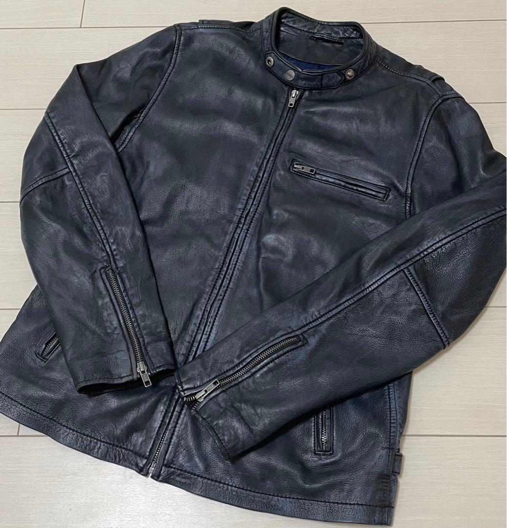 RIDEZ シープスキン　シングル　レザージャケット　メンズ　M ライズ（RYZ） RIDEZ エイジング シープ シングル メンズ ライダース