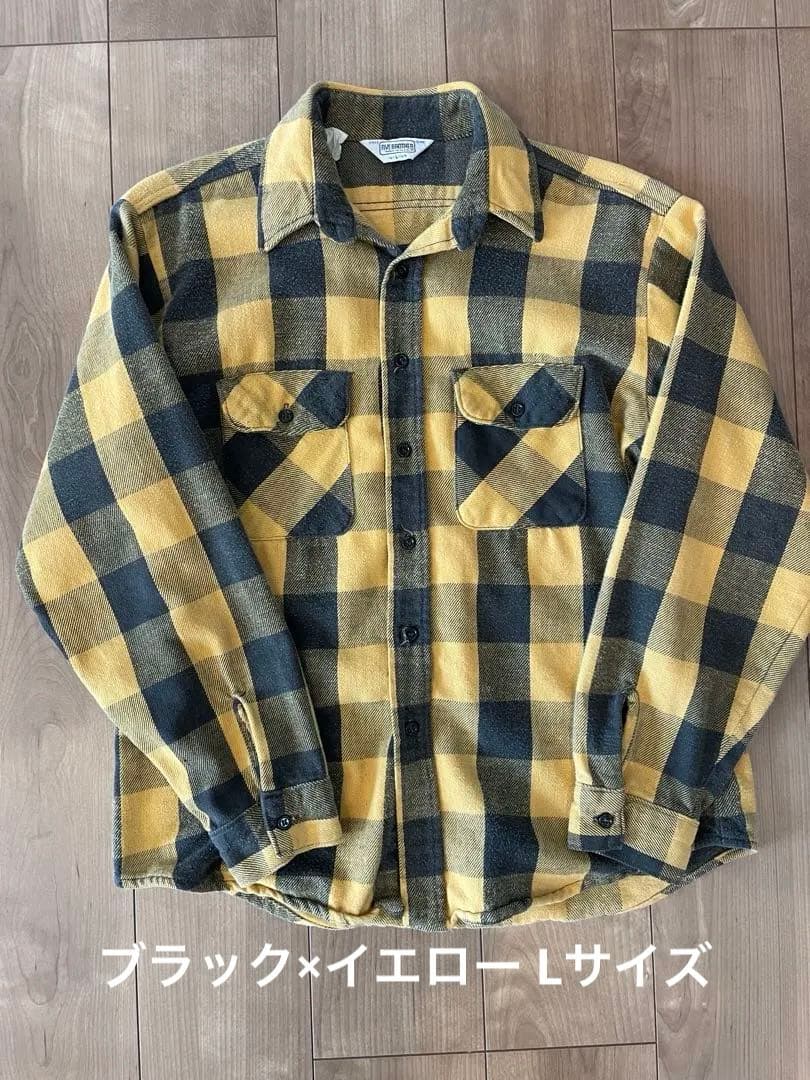 ファイブブラザー 黒黄 ヘビー ネルシャツ five brother イエロー