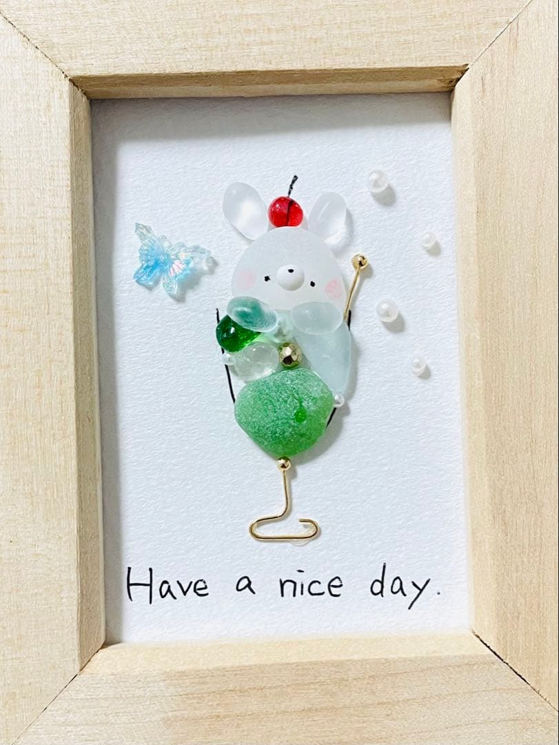 シーグラスアート クリームソーダ No.71 ☆ハンドメイド☆ - メルカリ