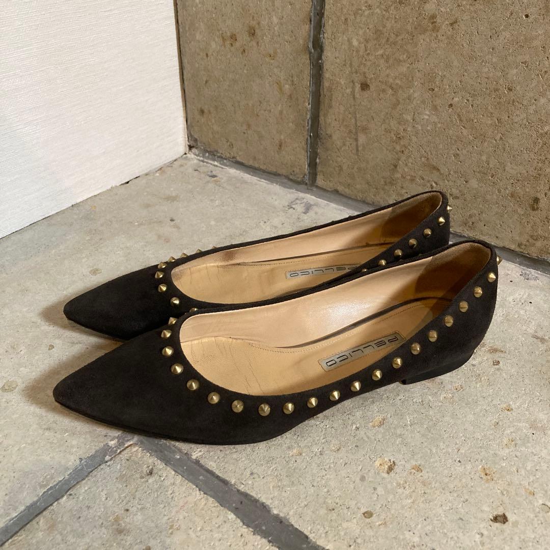 PELLICO】スタッズフラットパンプス(チャコールグレー) - メルカリ