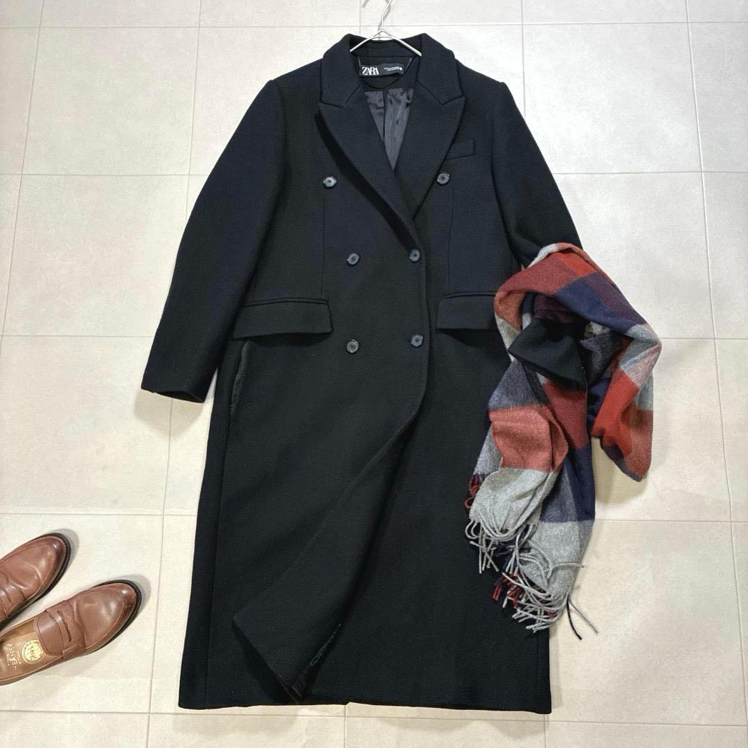 美品 ZARA×MANTECO♡ウール混 ダブルチェスターコート 黒 L相当 MANTECO®ウール混ダブルブレストコート - ブラック | ZARA Japan / 日本