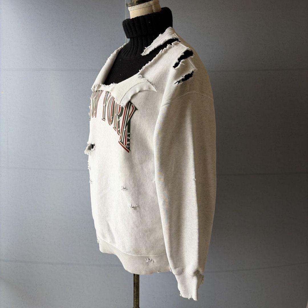 半壊 襤褸 クラッシュ NEW YORK ボロ加工 トレーナー 常田大希 XL