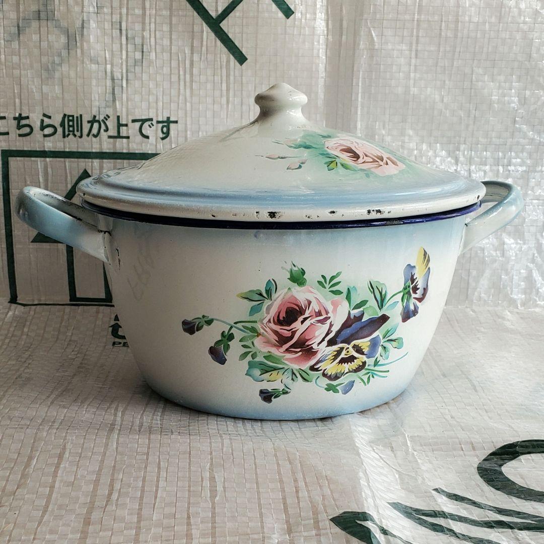 フランス　アンティーク　ホーロー　キャセロール 69cd879eee463a1e4e88d87de75370