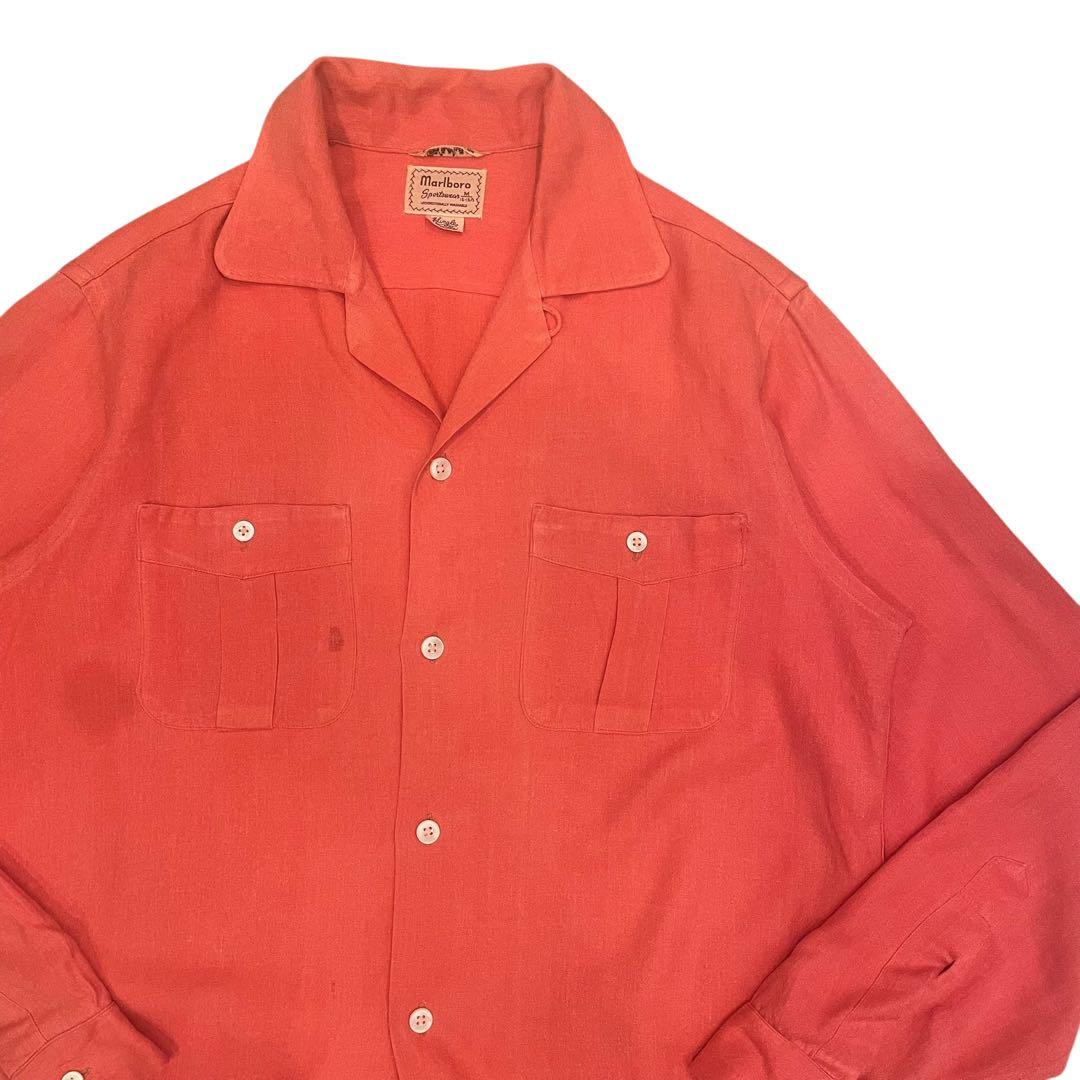 サーモンピンク】50s vintage レーヨンオープンカラーシャツ 激レア