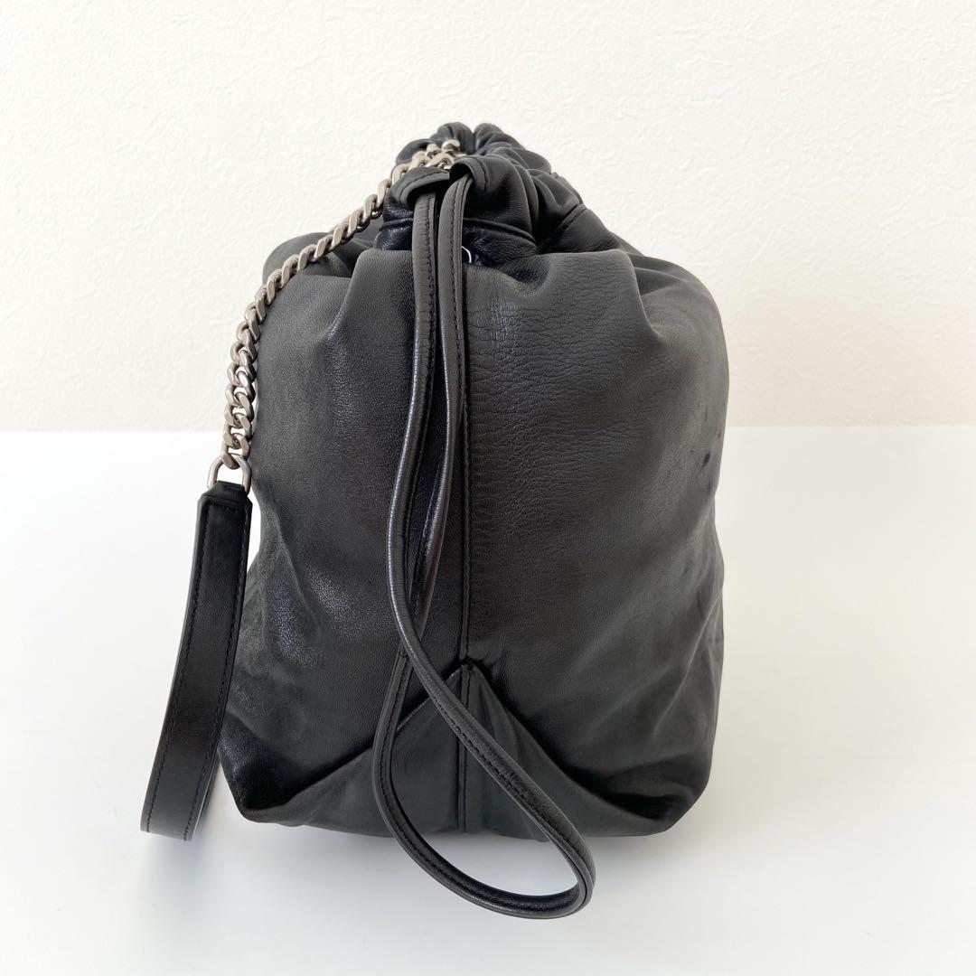 希少 大容量 サンローラン テディ ショルダーバッグ チェーン 巾着