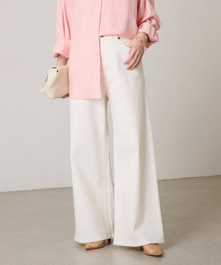 ホワイトデニムパンツ リラックススーパーワイド コラージュガリャルダ