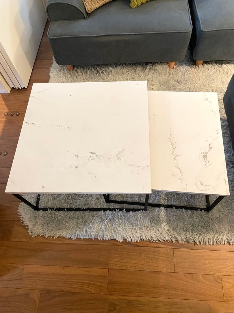 【LOWYA】大理石柄ネストテーブル ローテーブル Sサイズ テーブル おしゃれ ネストテーブル センターテーブル リビング