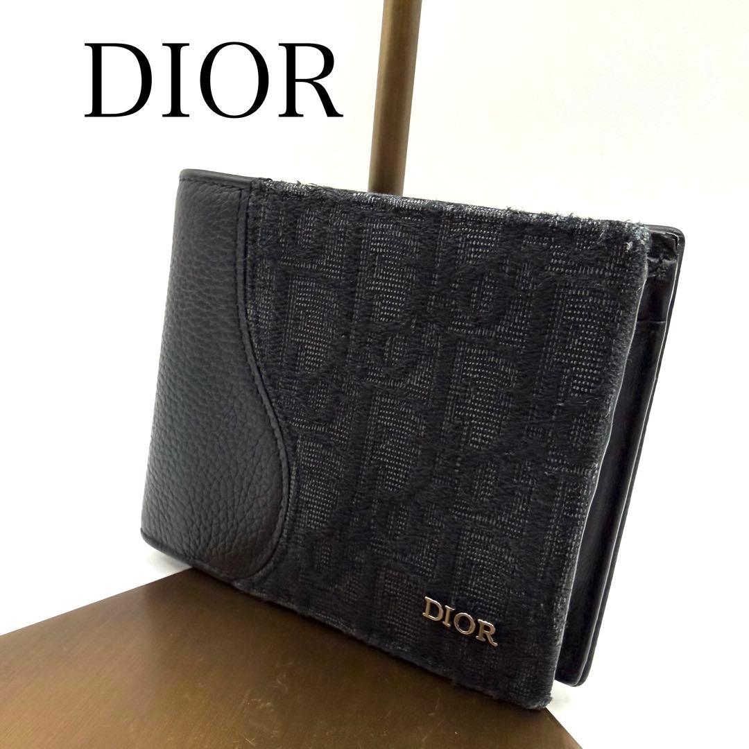 美品　Dior 二つ折り財布　サドル　オブリーク　ジャガード　ブラック　レザー 楽天市場】ディオール Dior ジップウォレット ディオール オブリーク