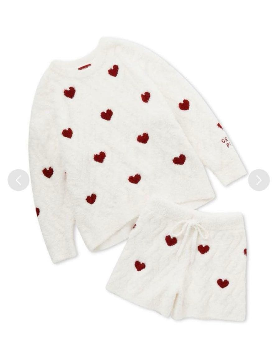 ジェラピケ 【HOLIDAY】ハートアランプルオーバー&ショートパンツSET