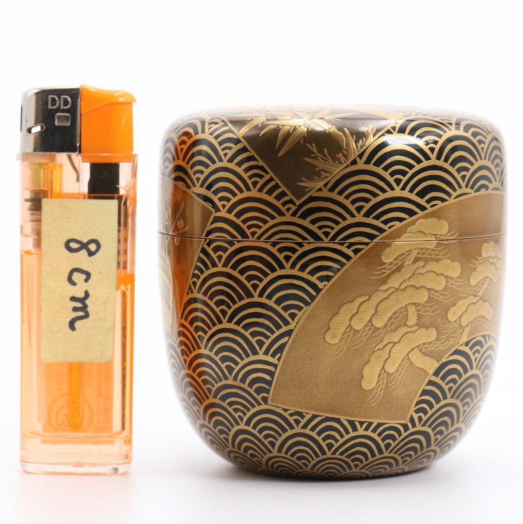 Gojyo様専用 青海波に五君子蒔絵 中棗 松竹梅 内金梨子地 茶道具 M881