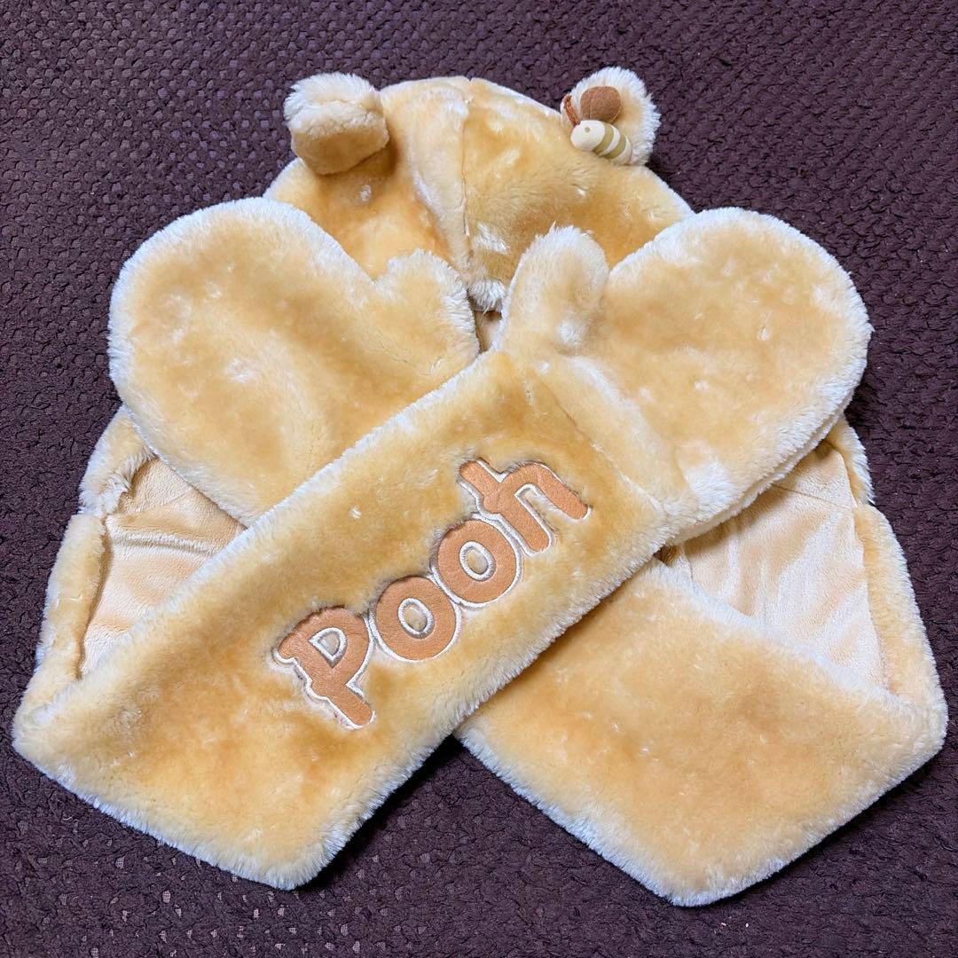 ディズニー プーさん フード付きマフラー 手袋 ファンキャップ 被り物