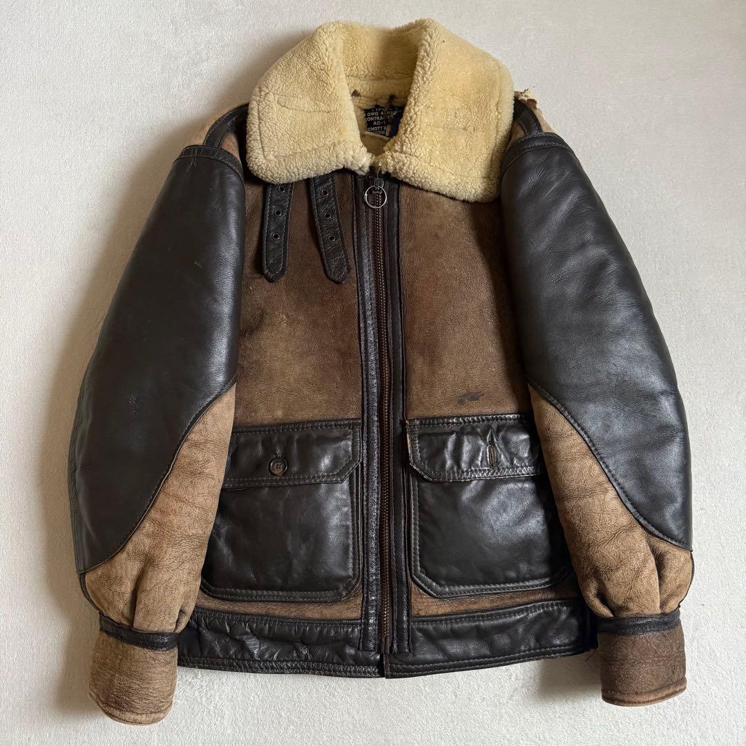Schott B-3 大戦 フライトジャケット シープスキン ブラウン 難あり
