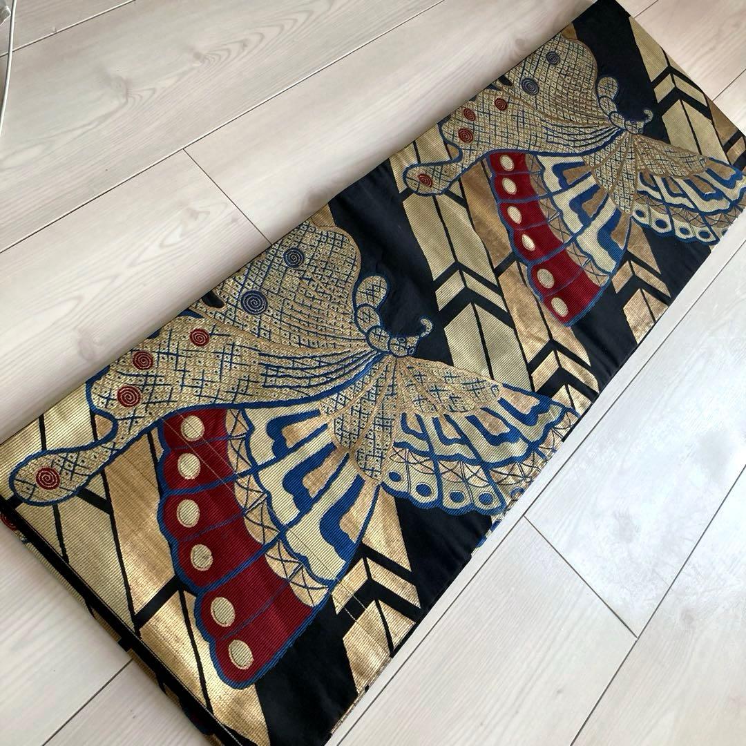 アンティーク京袋帯　蝶々の織り出し　大正ロマン　上質　正絹　No.2-26