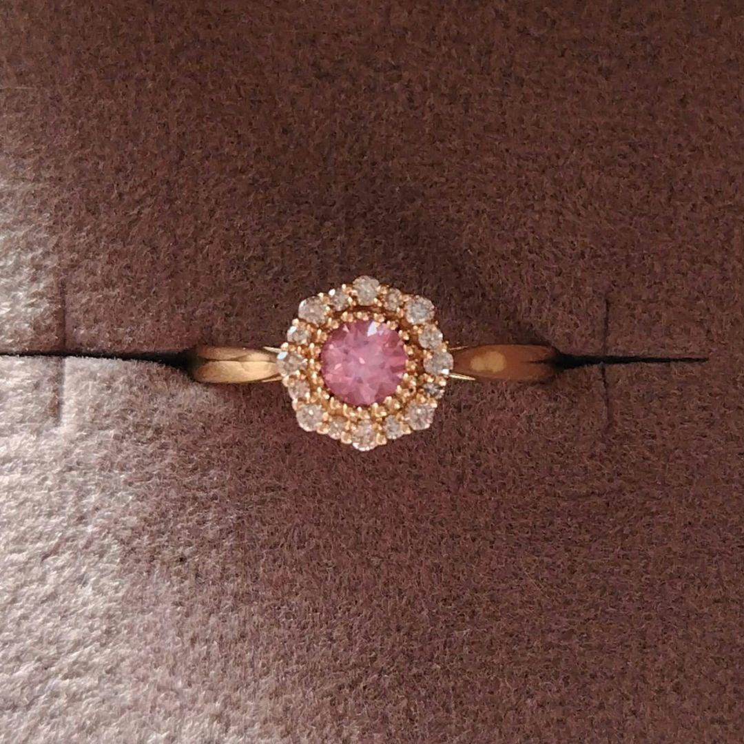 12号 K18YG ロードクロサイト ライトブラウンダイヤモンド リング ソ付 basic] K18 lab grown diamond ring｜ARTIDA OUD（アルティーダ ウード）