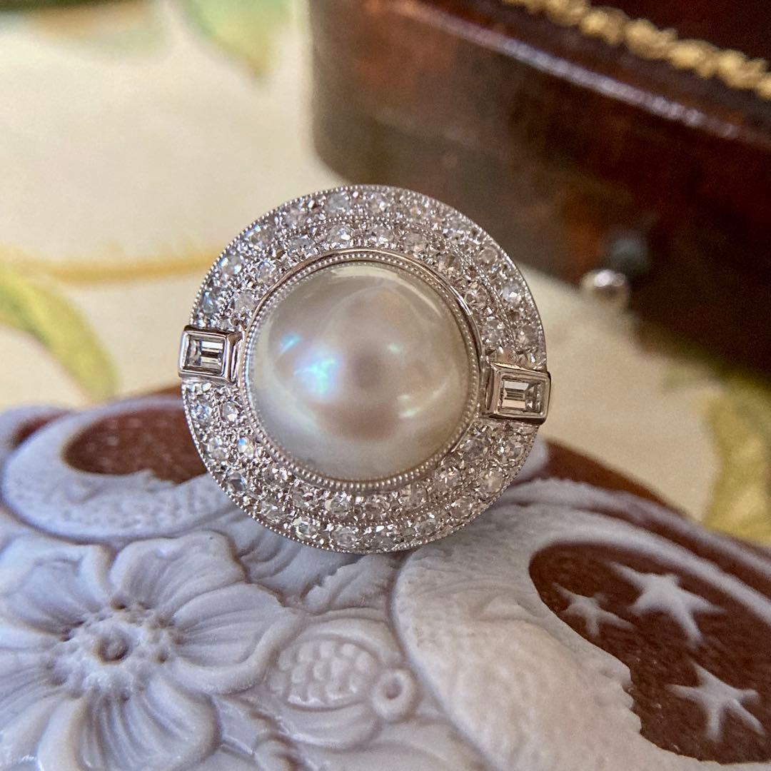 昭和初期 pm900 白蝶パール ダイヤモンド 昭和レトロ 指輪 リング