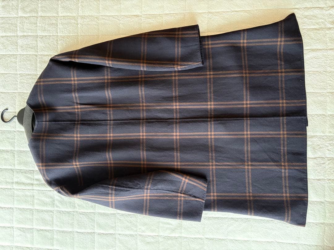 マッキントッシュフィロソフィー ダブルフェイスリバーノーカラーコート 紺