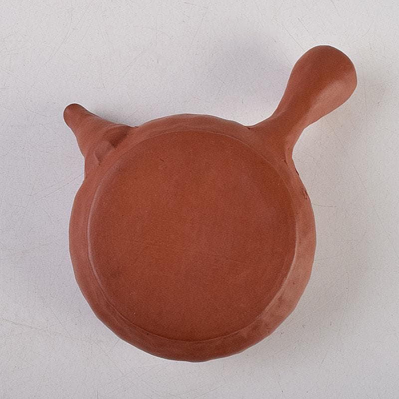 tatsu 　朱泥　獅子摘　手捻文様　茶注　急須　共布共箱　M　R9528