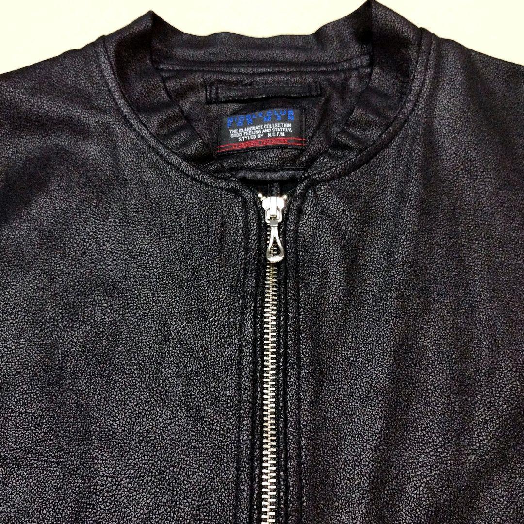 ニコルクラブフォーメン ストレッチフェイクレザーMA−1ジャケット 黒