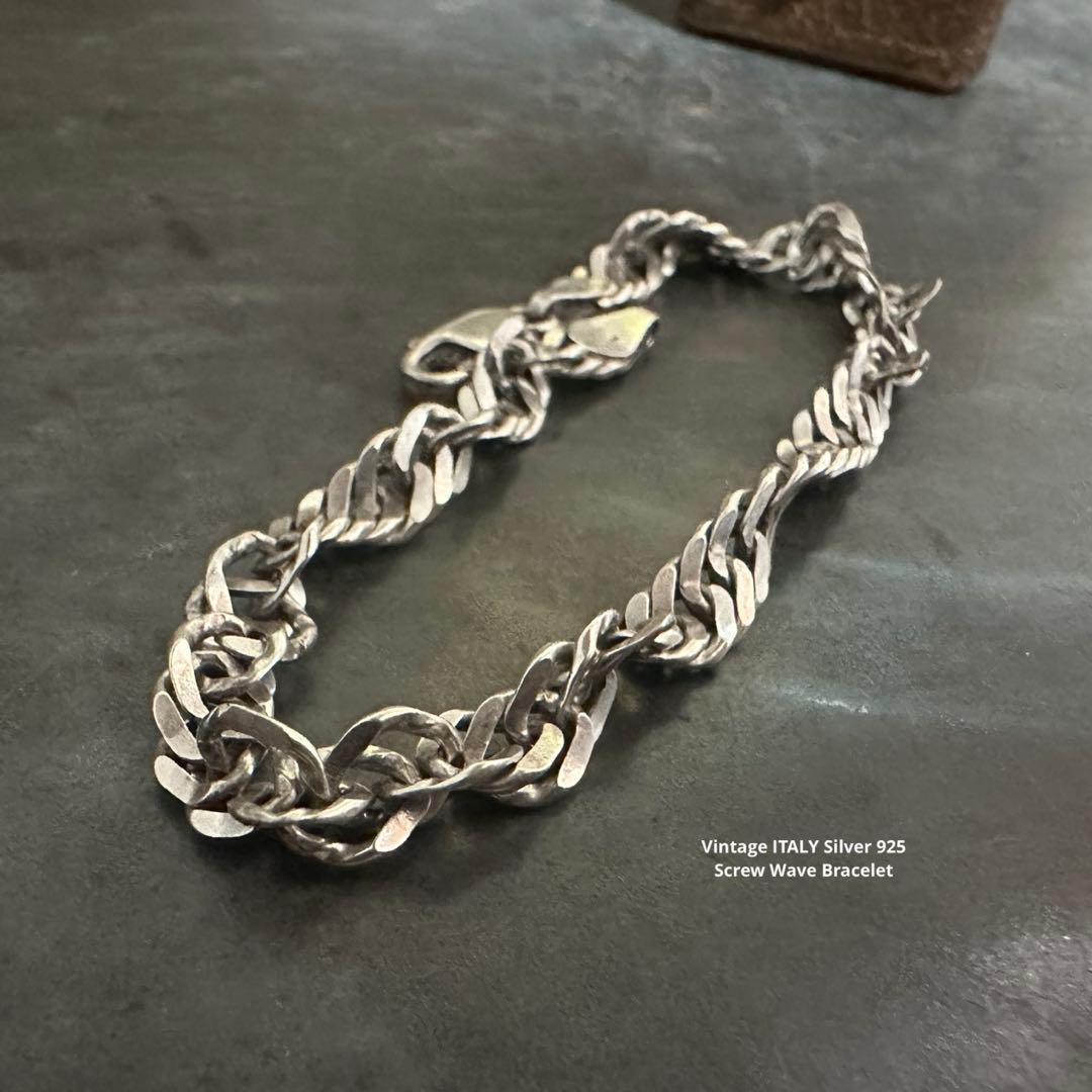 希少　ヴィンテージ　ブレスレット　アンティーク　イタリア　シルバー　925 ヴィンテージ イタリア シルバー (B072) ビンテージ アクセ バンブー