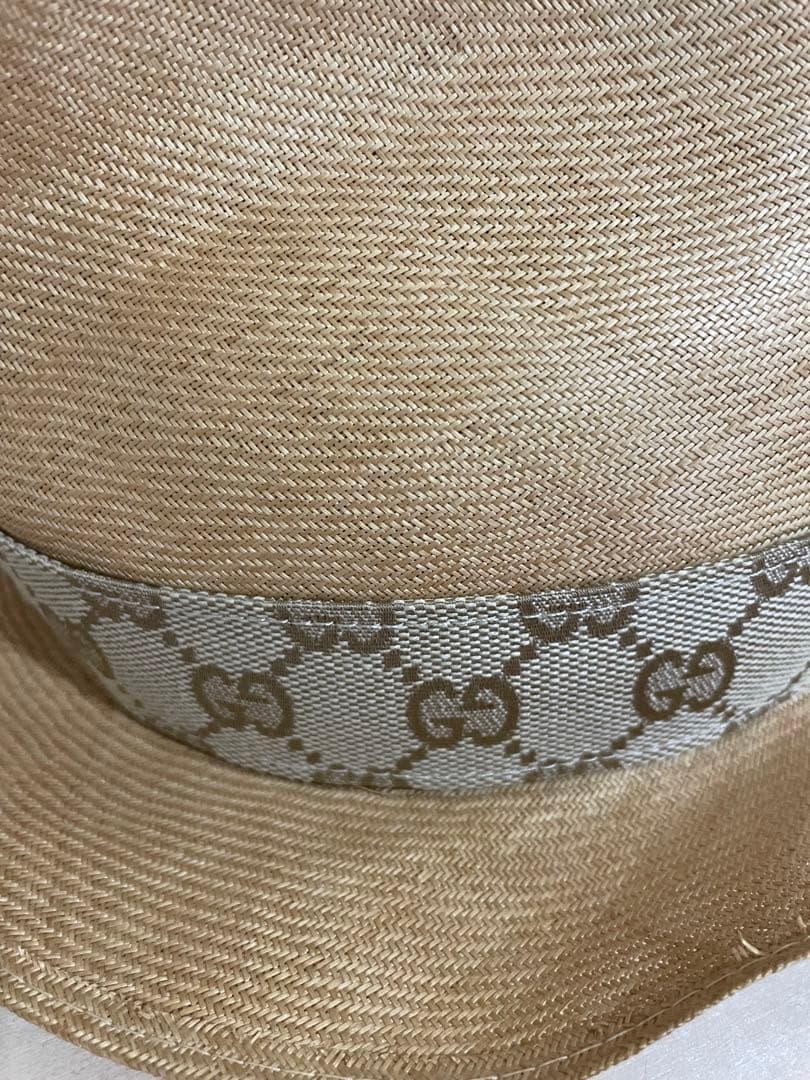 GUCCI ベージュ ストローハット GGパターン - メルカリ