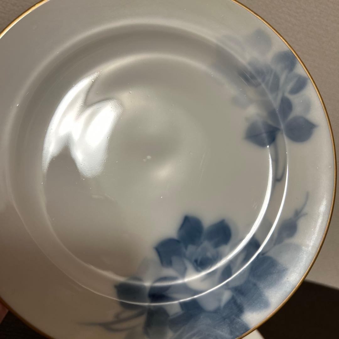 大倉陶園　ブルーローズ　デザートプレート 19.5cm ハンドデコレーテッド