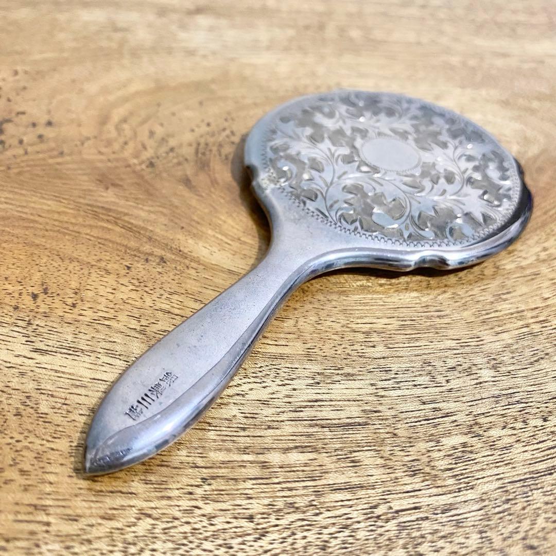 銀製三越 手鏡 ハンドミラー 銀製 銀 鏡 ミラー 骨董品 シルバー 銀製