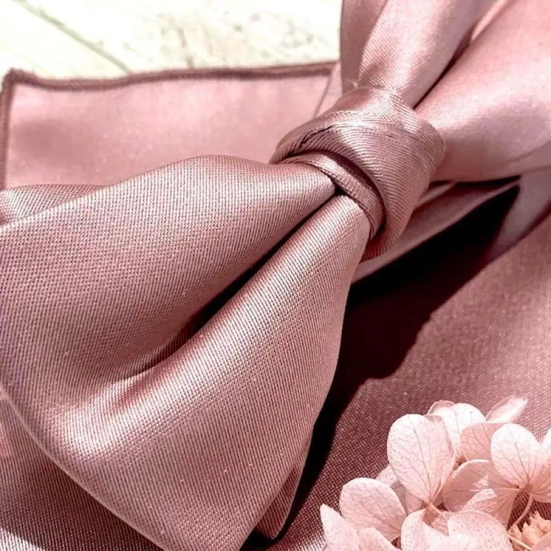 蝶ネクタイ チーフ ピンク 結婚式 お色直し 小物 新郎 前撮り 0g2b