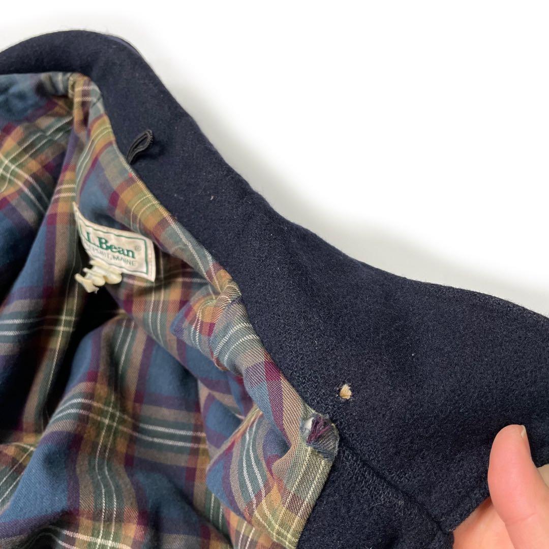80’s L.L.Bean USA製 ウールジャケット 裏地チェック ネイビー
