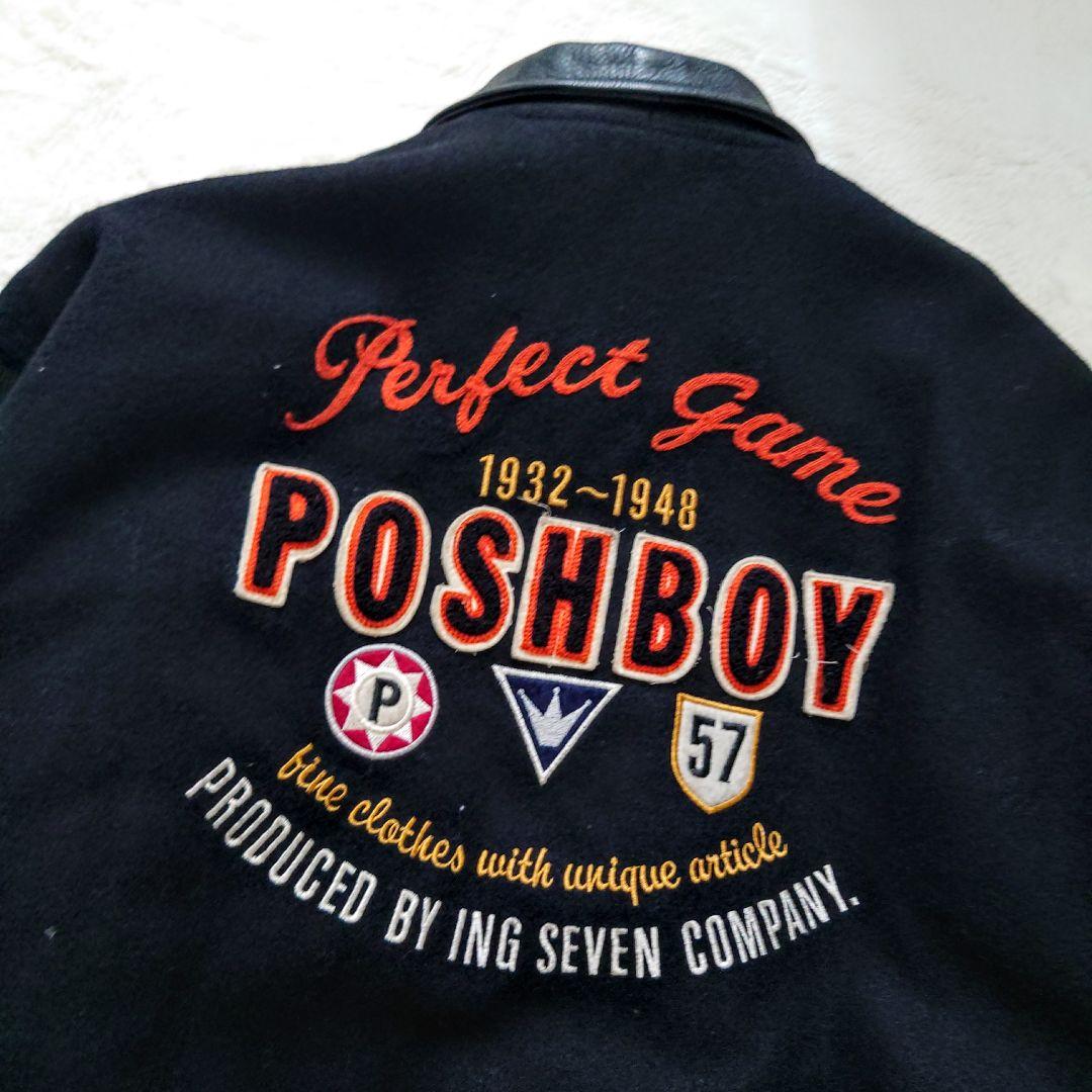 POSH BOY ポッシュボーイ 袖襟レザースタジャン 刺繍 ワッペン