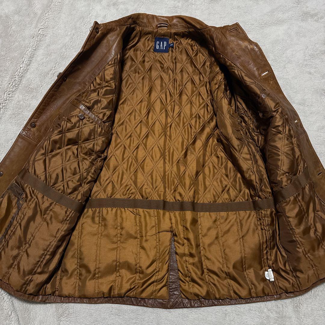 《希少》OLD GAP レザーカーコート 茶 ブラウン 牛革 ブラウン M相当