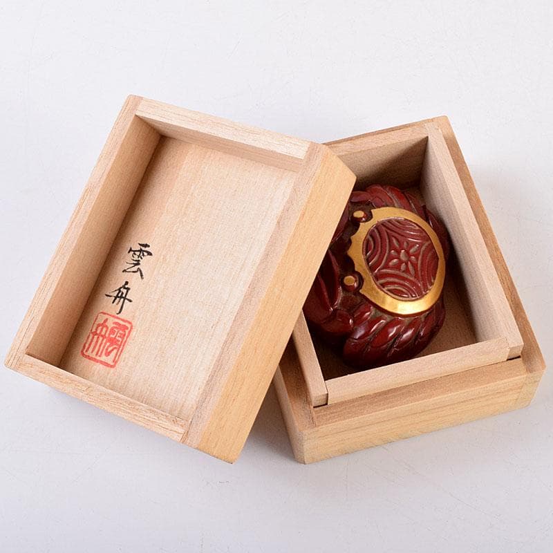 くりのぼう様専用 高岡漆器 木彫師 般若勉（雲舟）作 蟹香合 共箱 V