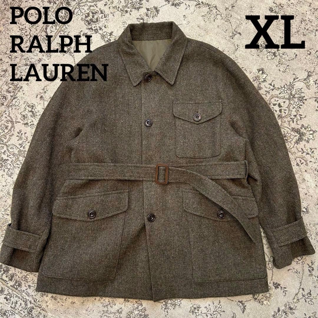 美品 ポロ ラルフローレン リバーシブル ツイード ベンタイル コート
