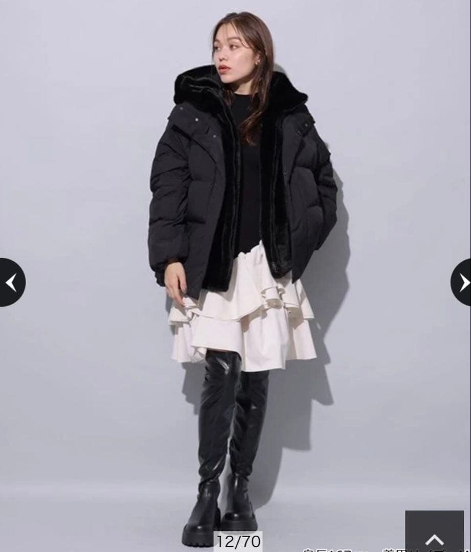 新品Arpege story ファーフード付きMINOTECH中綿コート - メルカリ