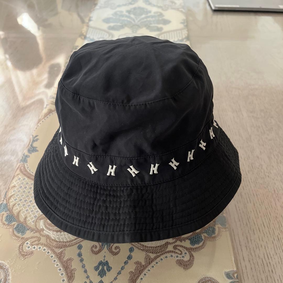 HERMES ブラック バケットハット サイズ60 中古・古着通販】HERMES (エルメス) レザー切替カシミヤバケットハット