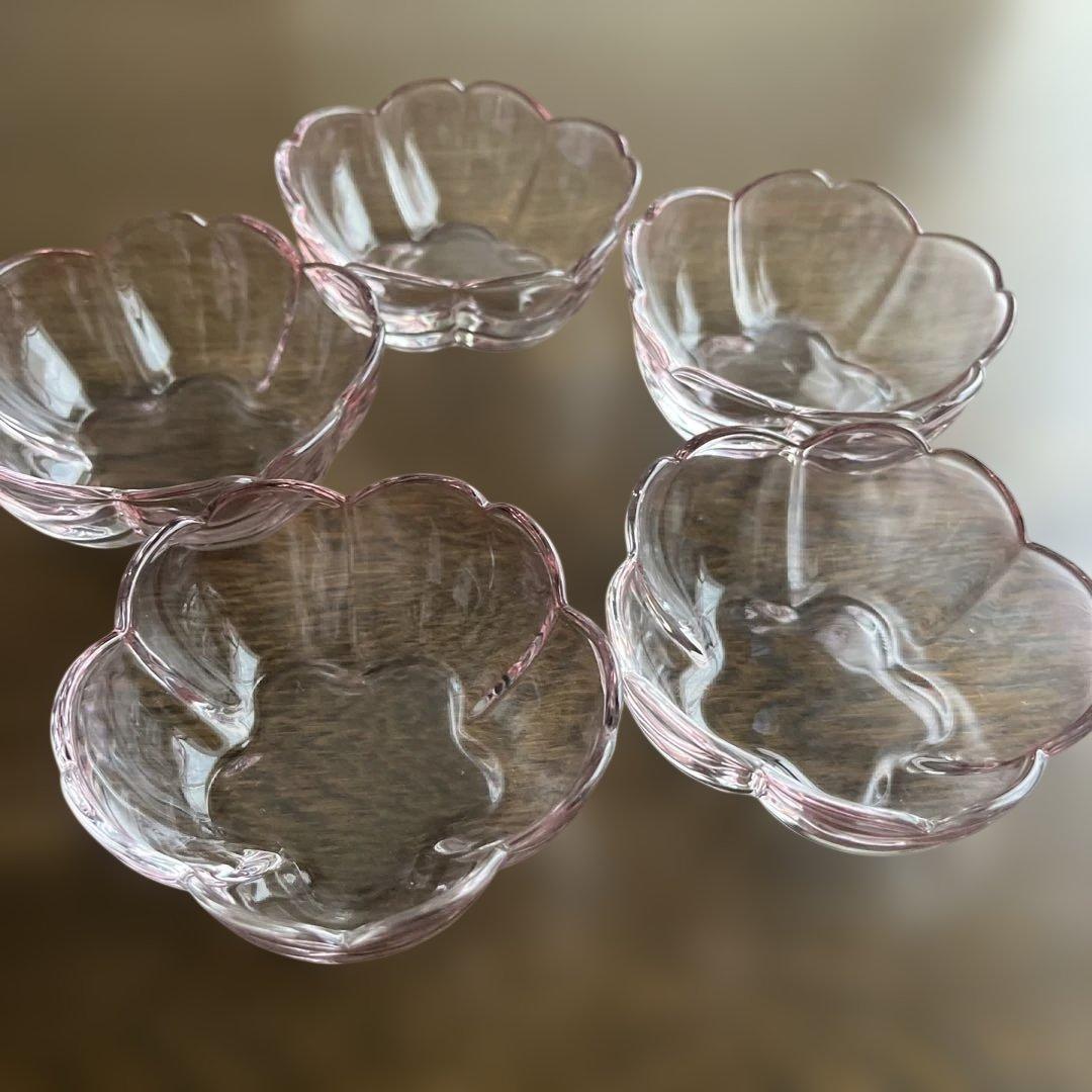 桜小鉢 セット ガラス小鉢サクラ ピンク 和食器 小皿 取り皿 醤油 豆皿