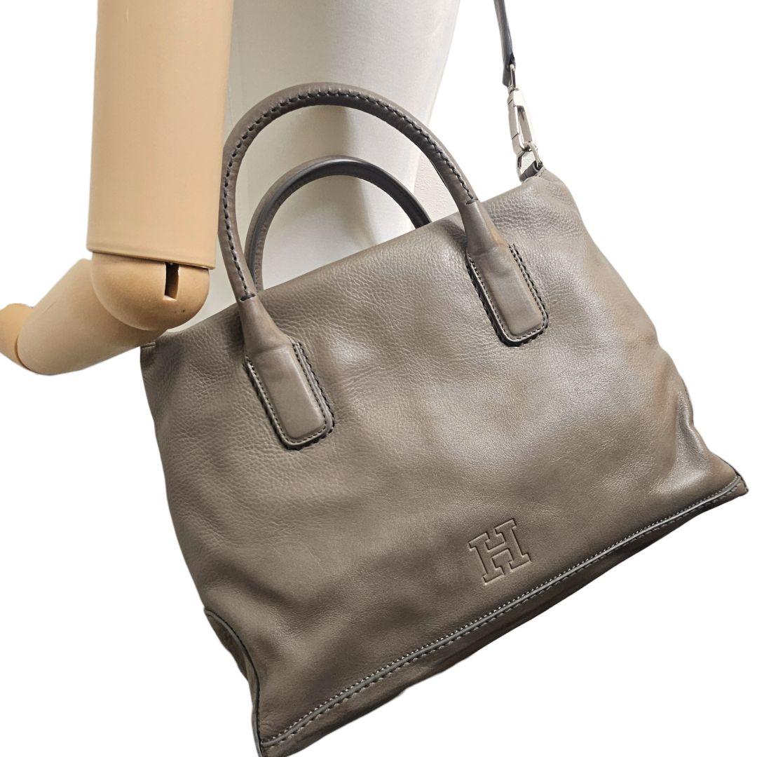 良品 ヒロフ トートバッグ A4可 ショルダー2way オールレザー保存袋