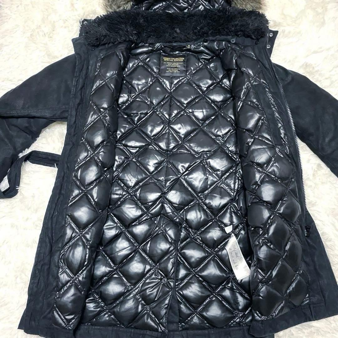 OLD UNIQLO ダウンジャケットY2K お兄系 ファー ベルト ブラック