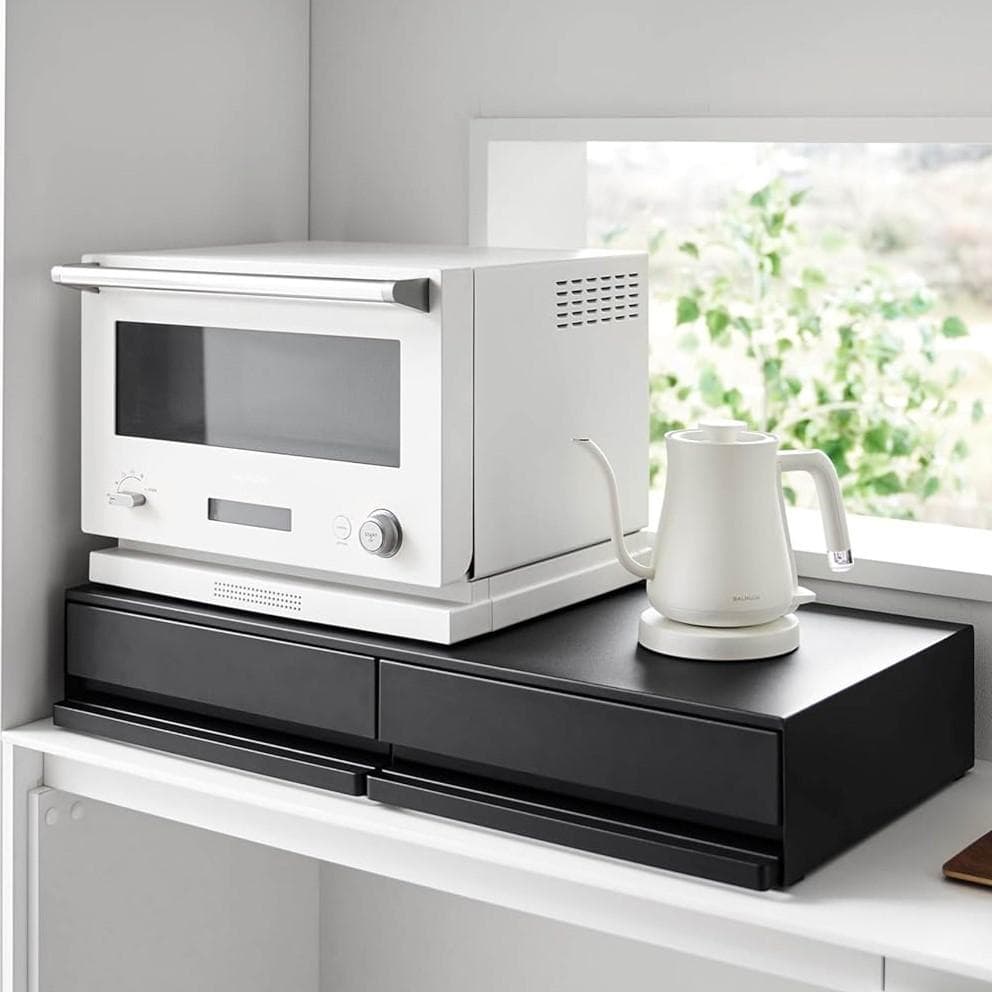 【ゆー】tower キッチン家電下引き出し＆スライドテーブル W80 黒 楽天市場】[ ツーウェイキッチン家電下引き出し&スライドテーブル