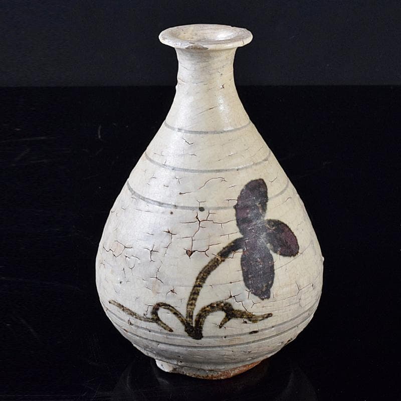 朝鮮美術　李朝　鶏龍山　鉄絵　花文　徳利　V　R8001 Yahoo!オークション -「鶏龍山 徳利」の落札相場・落札価格