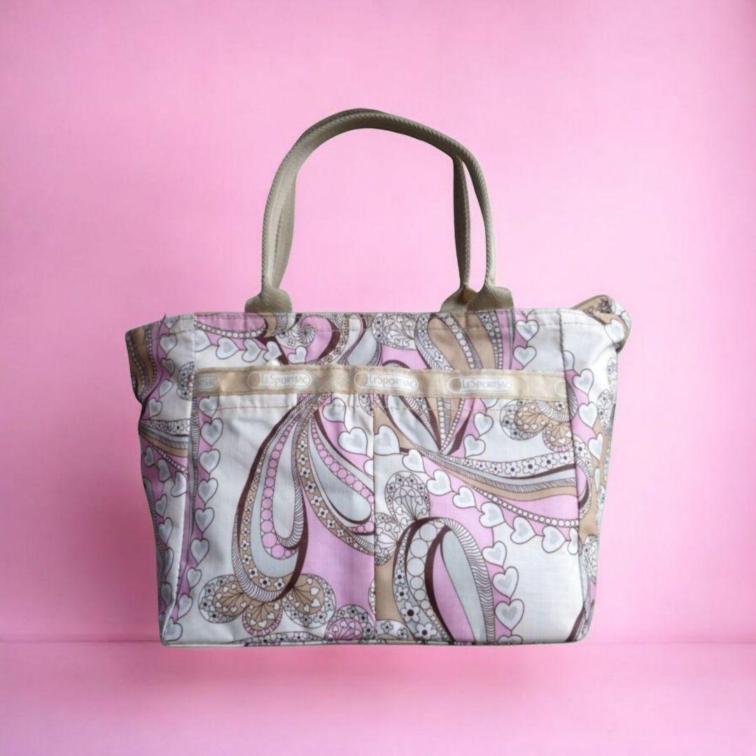 レスポートサック トートバッグ ピンク系 ペイズリー柄 - メルカリ