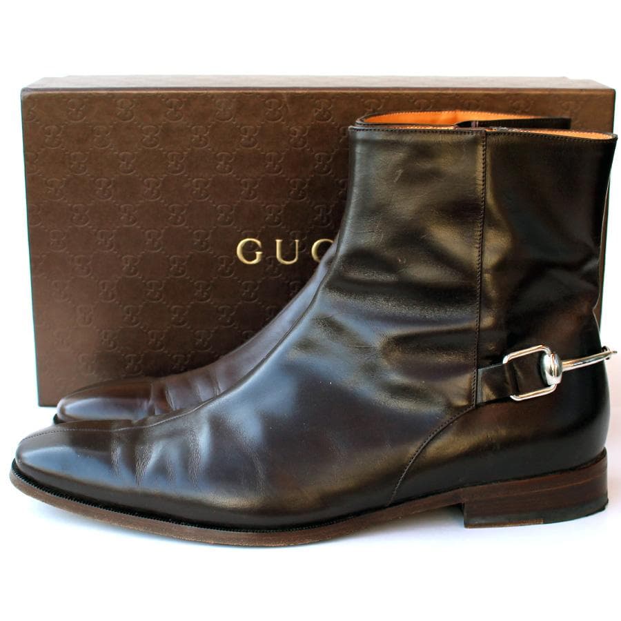 GUCCI ホースビットブーツ ブラウン レザー サイドジップ イタリア製 中古・古着通販】GUCCI (グッチ) ホースビットショートブーツ ブラウン