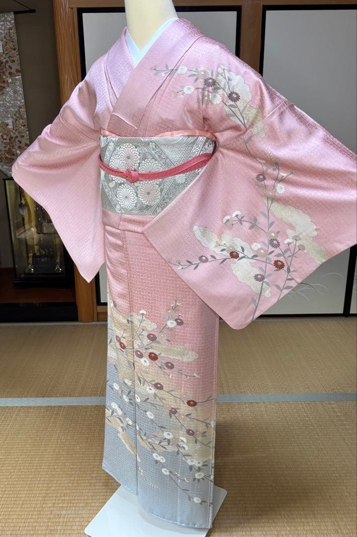 正絹華やかな訪問着4点フルセット 訪問着 袋帯 帯締め帯揚げ - メルカリ