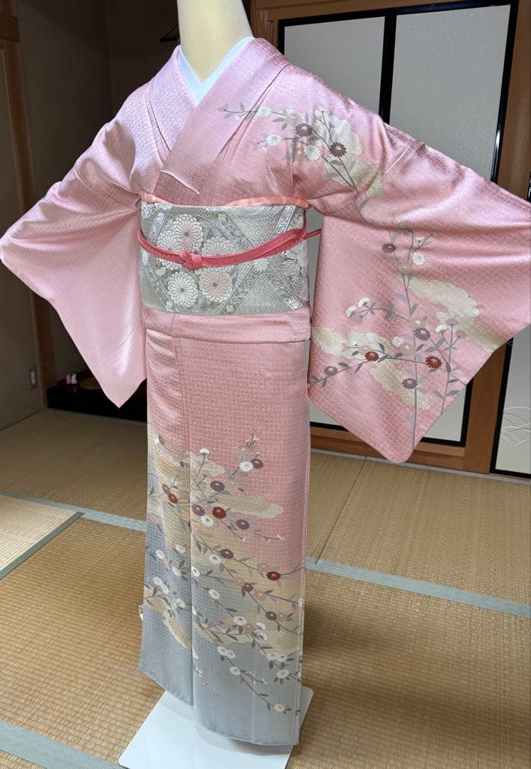 正絹華やかな訪問着4点フルセット 訪問着 袋帯 帯締め帯揚げ - メルカリ