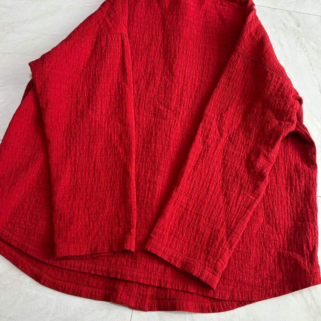 ヤッコマリカルド 赤 タック シャツジャケットFREE - メルカリ