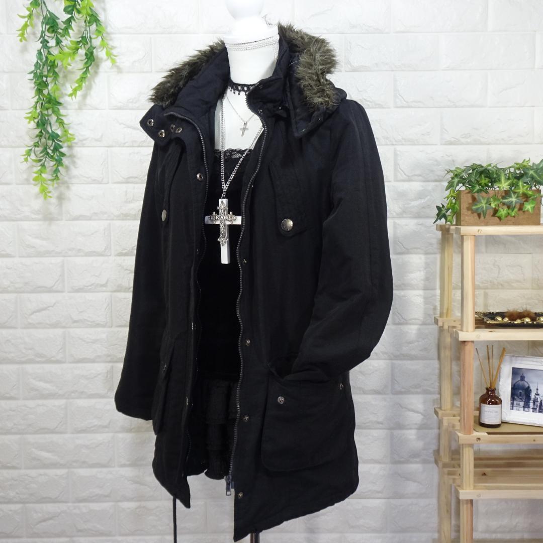 y2k 平成ギャル ギミック グランジ ダークコア ファー付きモッズコート