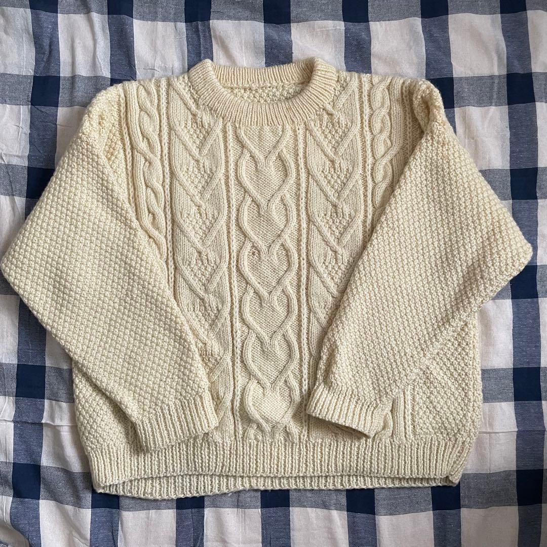 ヴィンテージアランニット フィッシャーマンセーター 生成り - メルカリ