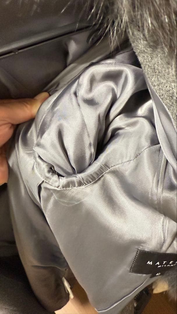 MATERIA ロングコート アンゴラ混 ベルト付 フォックスファー - メルカリ