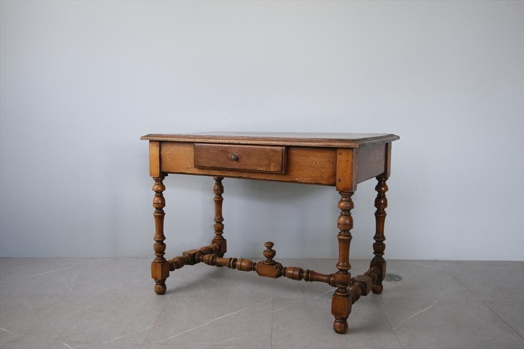 フランスアンティーク木製ダイニングテーブル/机/作業台デスク/飾り棚(90-60 ウッドデスク 幅90cm テーブル デスク オーディー ody 木製 オーク 机